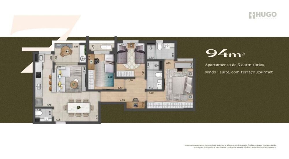 Apartamento, 3 quartos, 94 m² - Foto 2