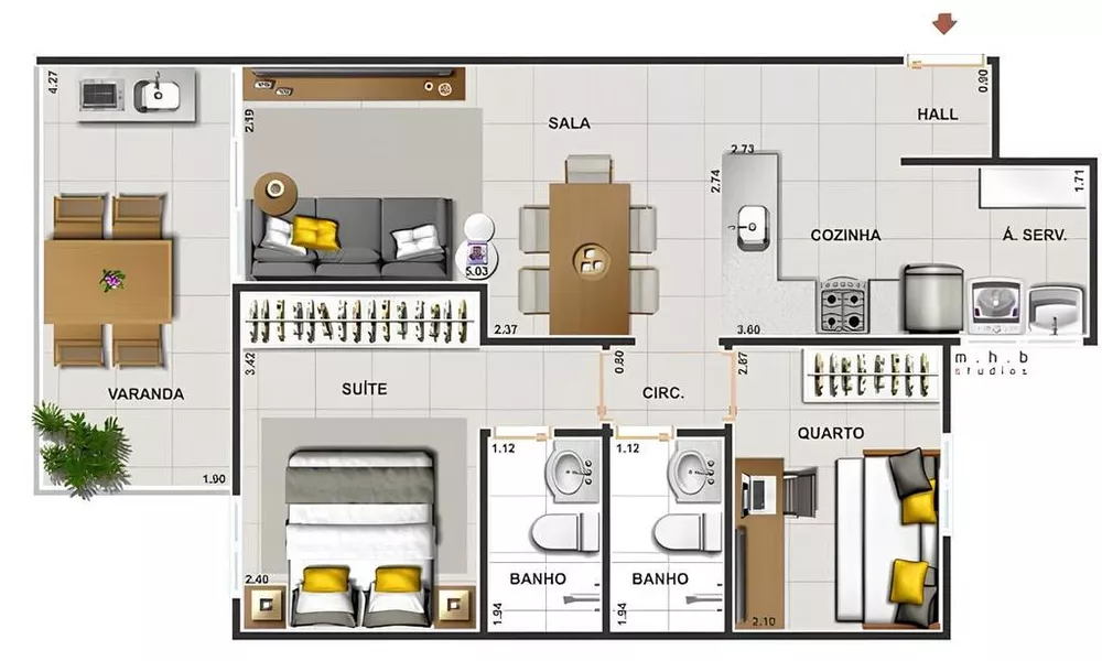 Apartamento, 2 quartos, 56 m² - Foto 9