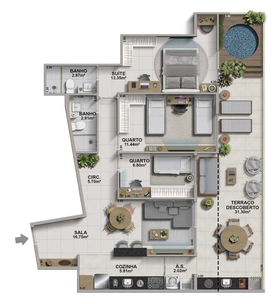 Cobertura, 3 quartos, 157 m² - Foto 9