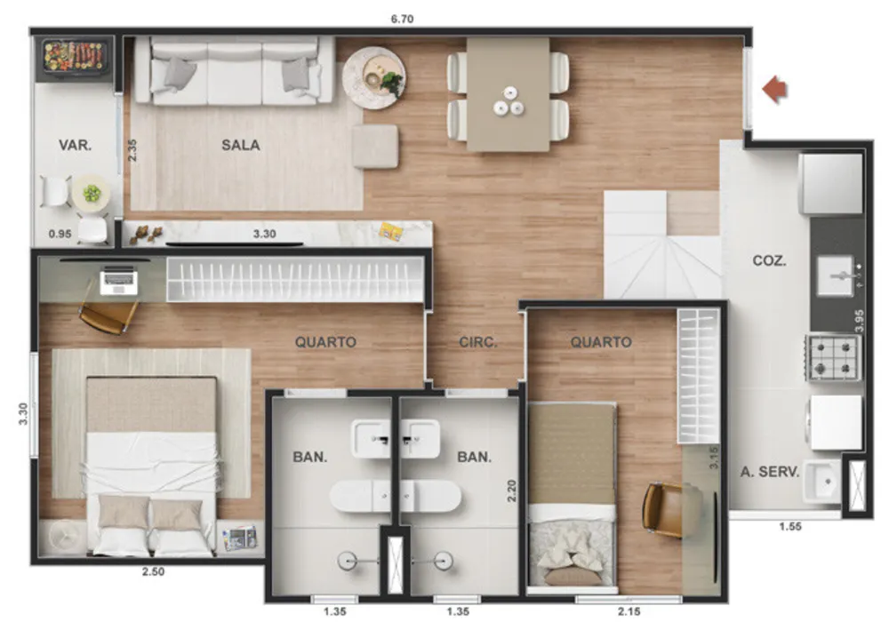 Apartamento, 2 quartos, 50 m² - Foto 61