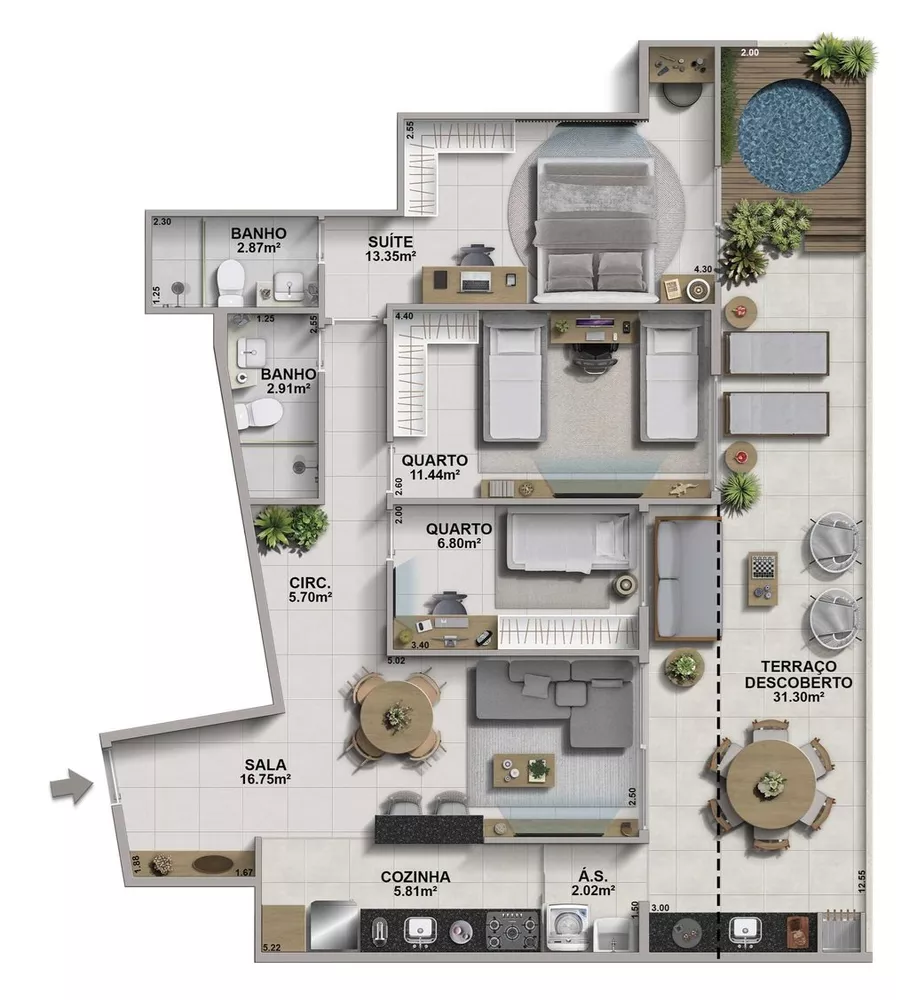 Cobertura, 3 quartos, 108 m² - Foto 9