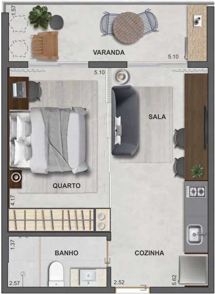 Apartamento, 1 quarto, 41 m² - Foto 43