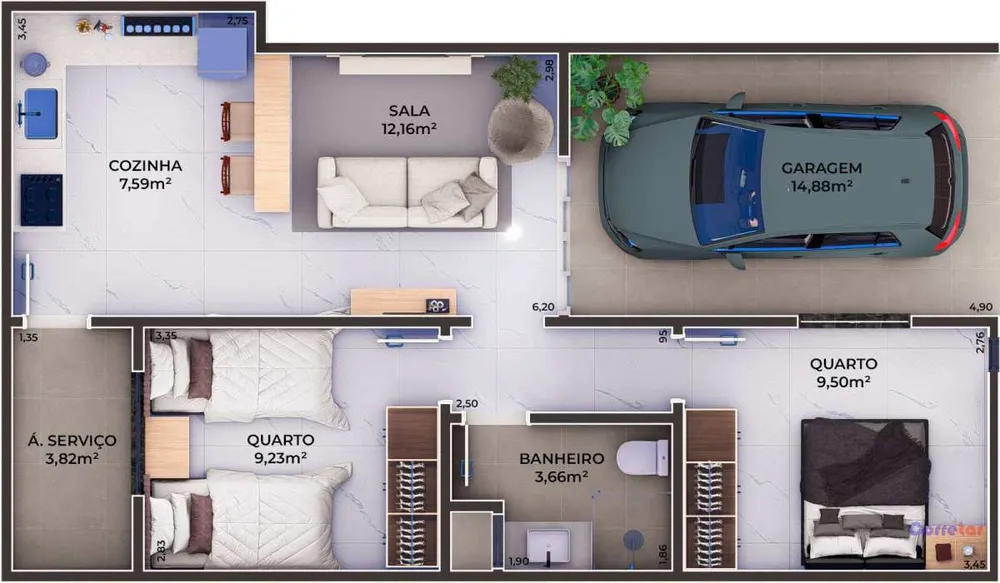 Casa, 2 quartos, 68 m² - Foto 9