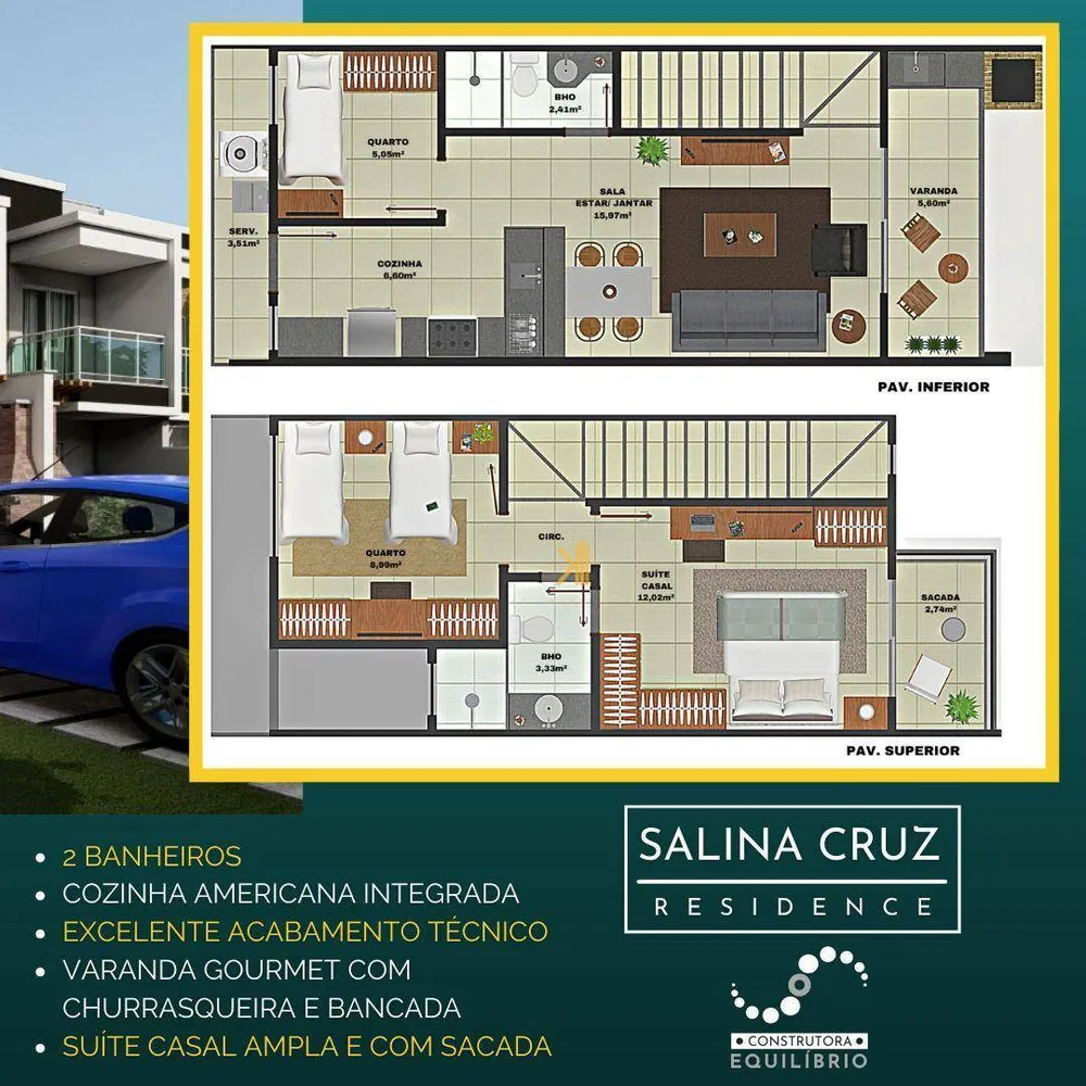 Casa, 3 quartos, 78 m² - Foto 2