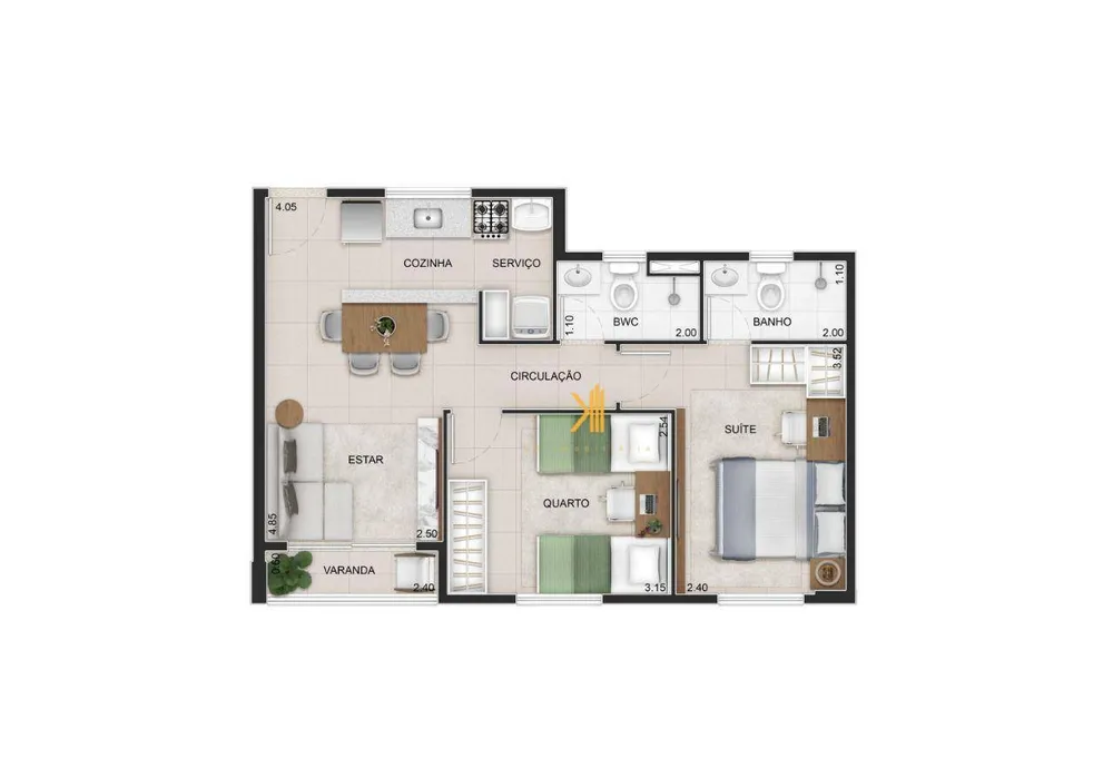 Apartamento, 3 quartos, 49 m² - Foto 4