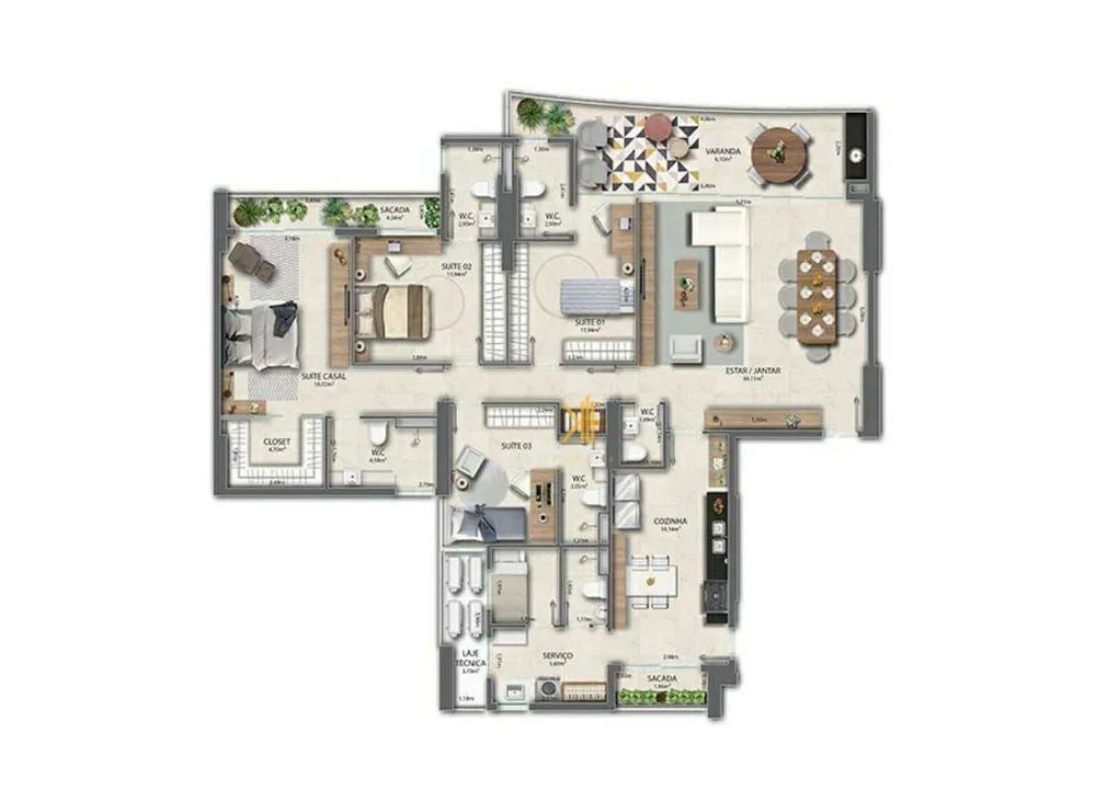 Apartamento, 4 quartos, 155 m² - Foto 3
