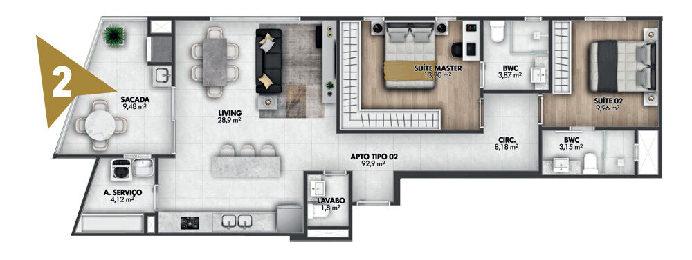 Apartamento à venda com 2 quartos, 92m² - Foto 8