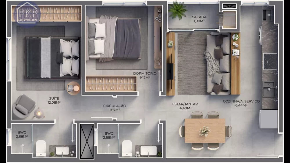 Apartamento, 2 quartos, 59 m² - Foto 7
