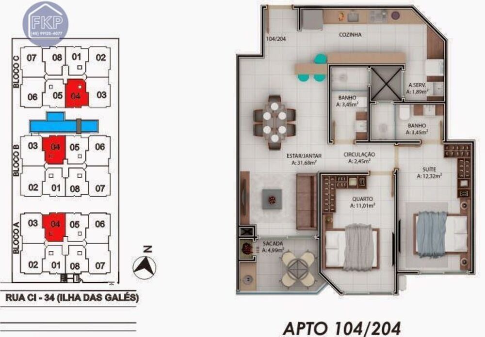 Apartamento à venda com 2 quartos, 80m² - Foto 2
