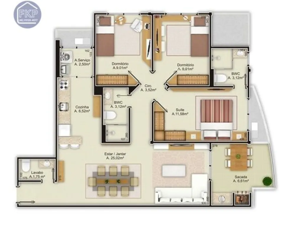 Apartamento, 3 quartos, 92 m² - Foto 1