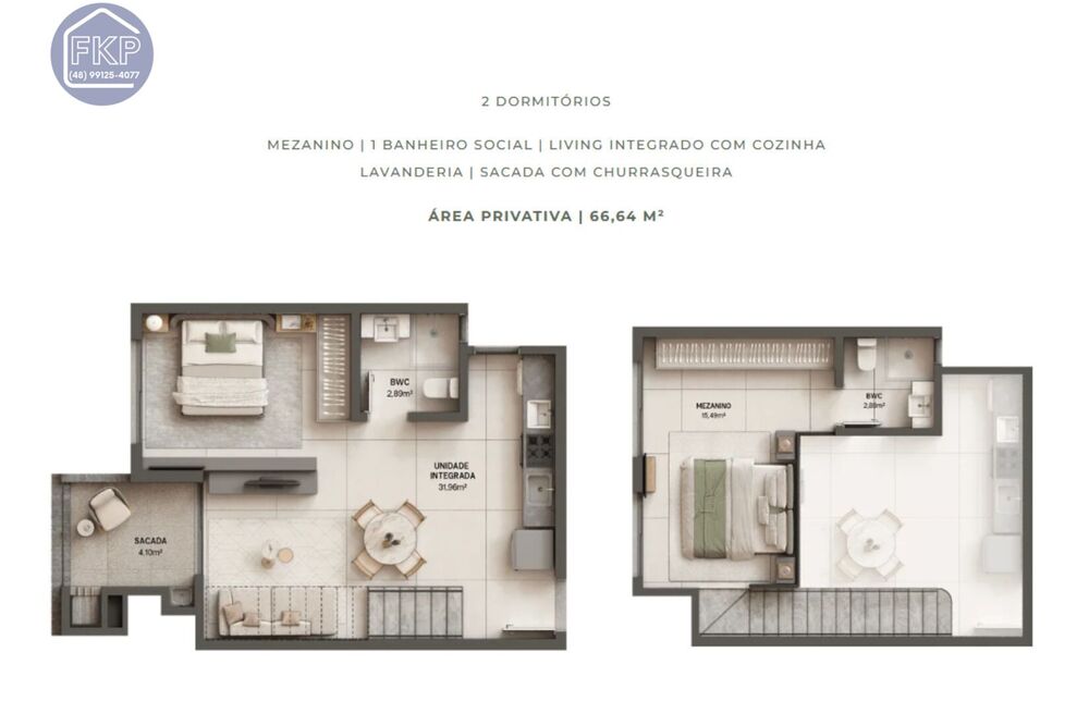 Apartamento à venda com 2 quartos, 66m² - Foto 1