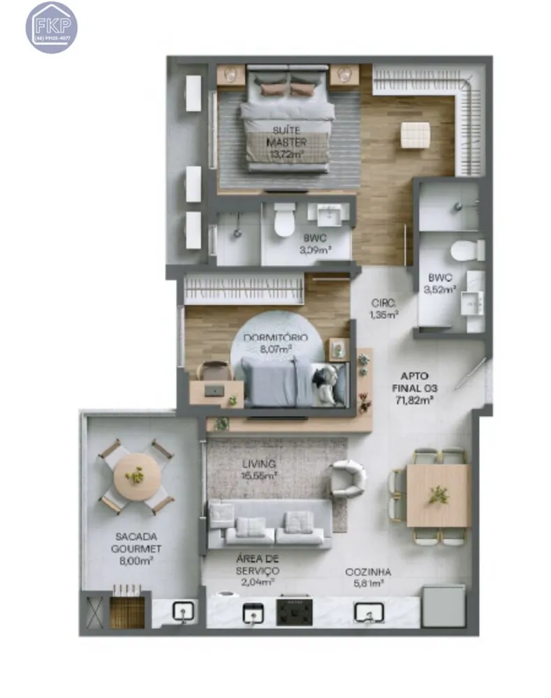 Apartamento, 2 quartos, 71 m² - Foto 1