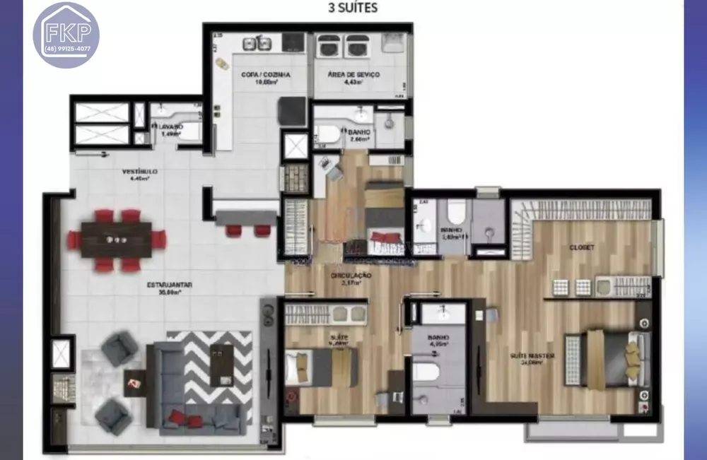 Apartamento à venda com 3 quartos, 136m² - Foto 2