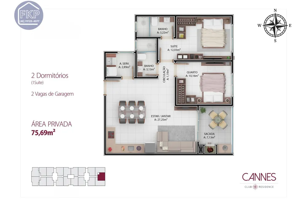 Apartamento, 2 quartos, 75 m² - Foto 2