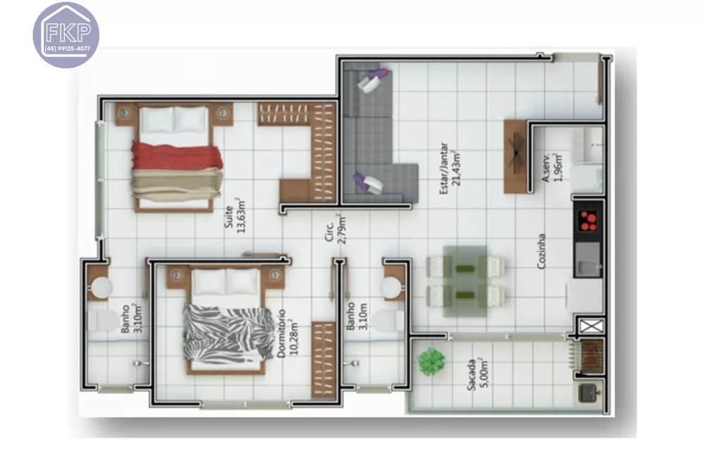 Apartamento à venda com 2 quartos, 73m² - Foto 3