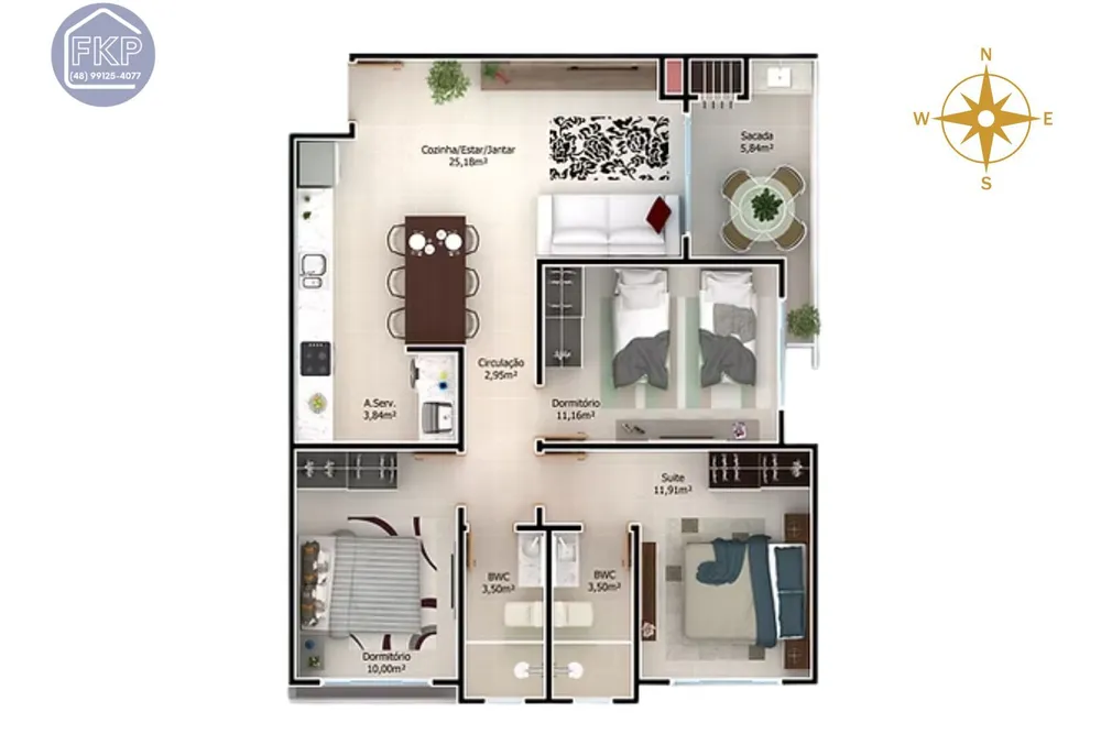 Apartamento, 3 quartos, 101 m² - Foto 1