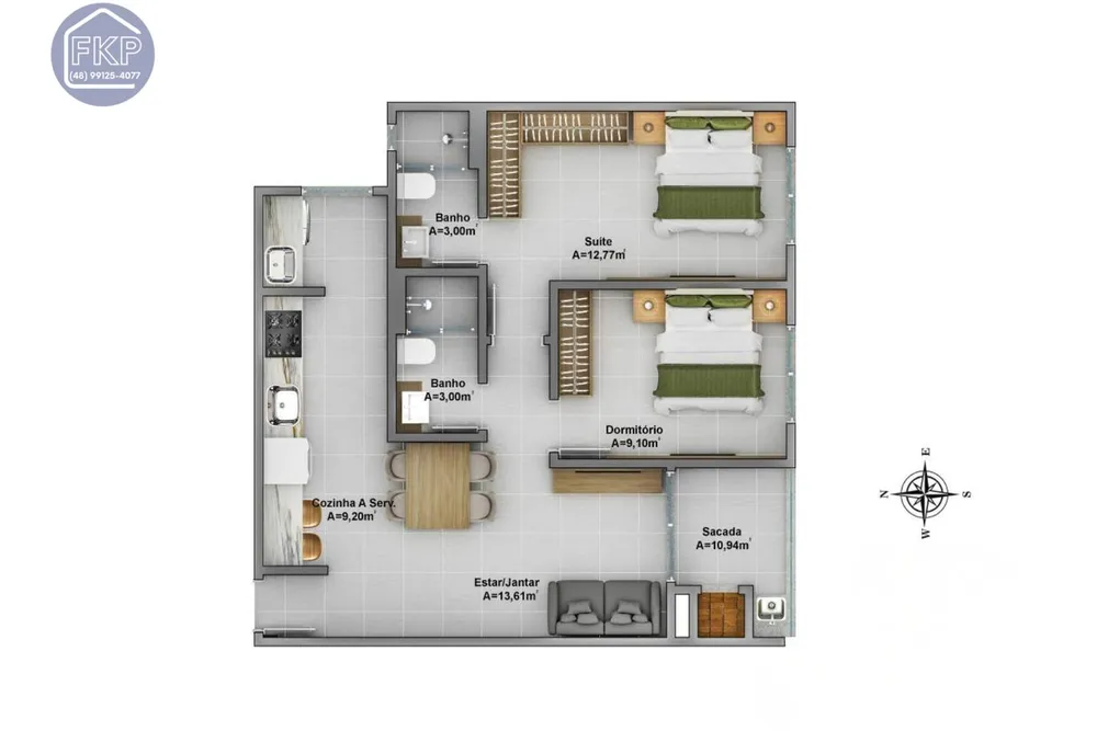 Apartamento, 2 quartos, 62 m² - Foto 1
