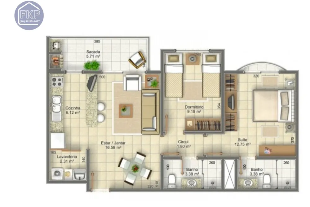 Apartamento, 2 quartos, 72 m² - Foto 1