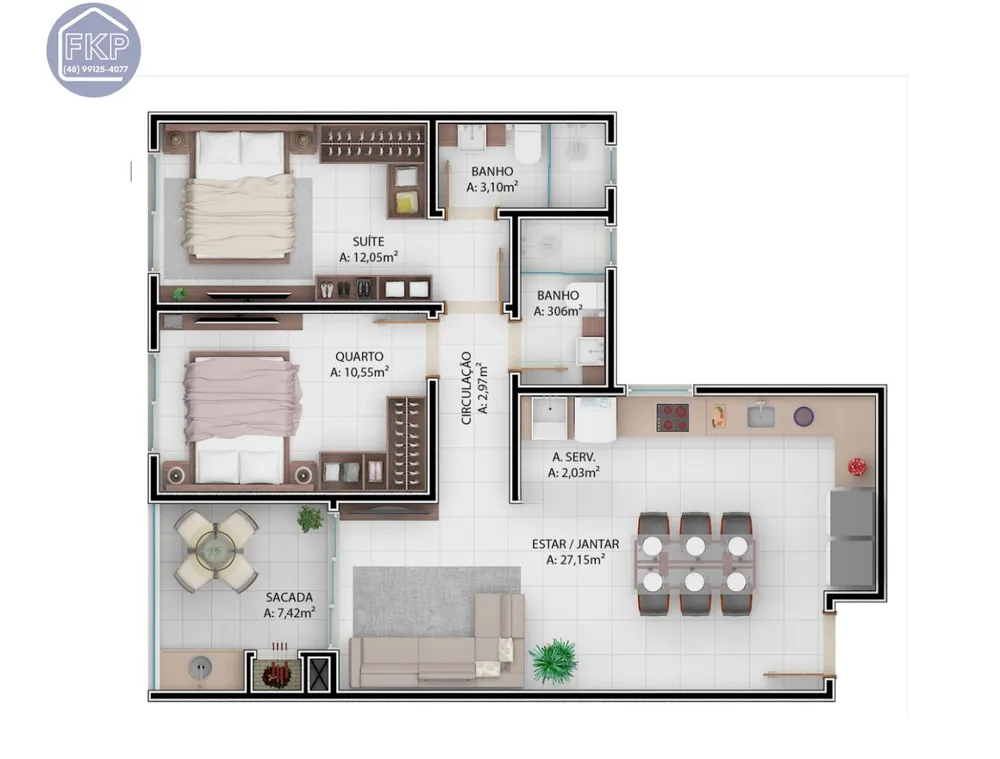 Apartamento, 2 quartos, 79 m² - Foto 1