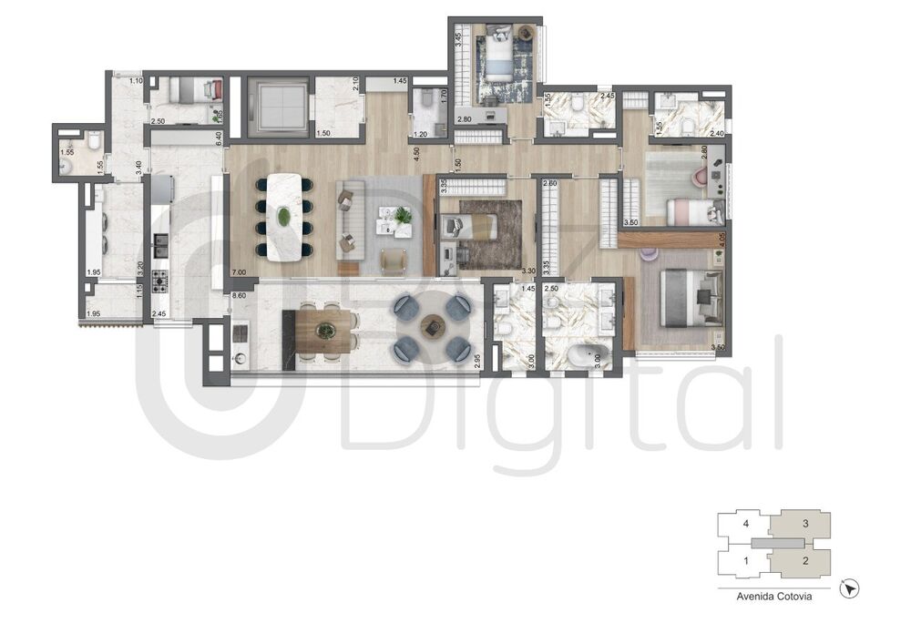 Apartamento, 3 quartos, 183 m² - Foto 2