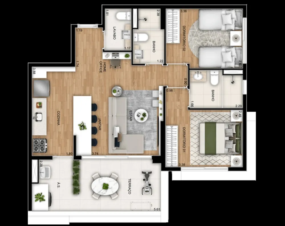 Apartamento, 2 quartos, 77 m² - Foto 13