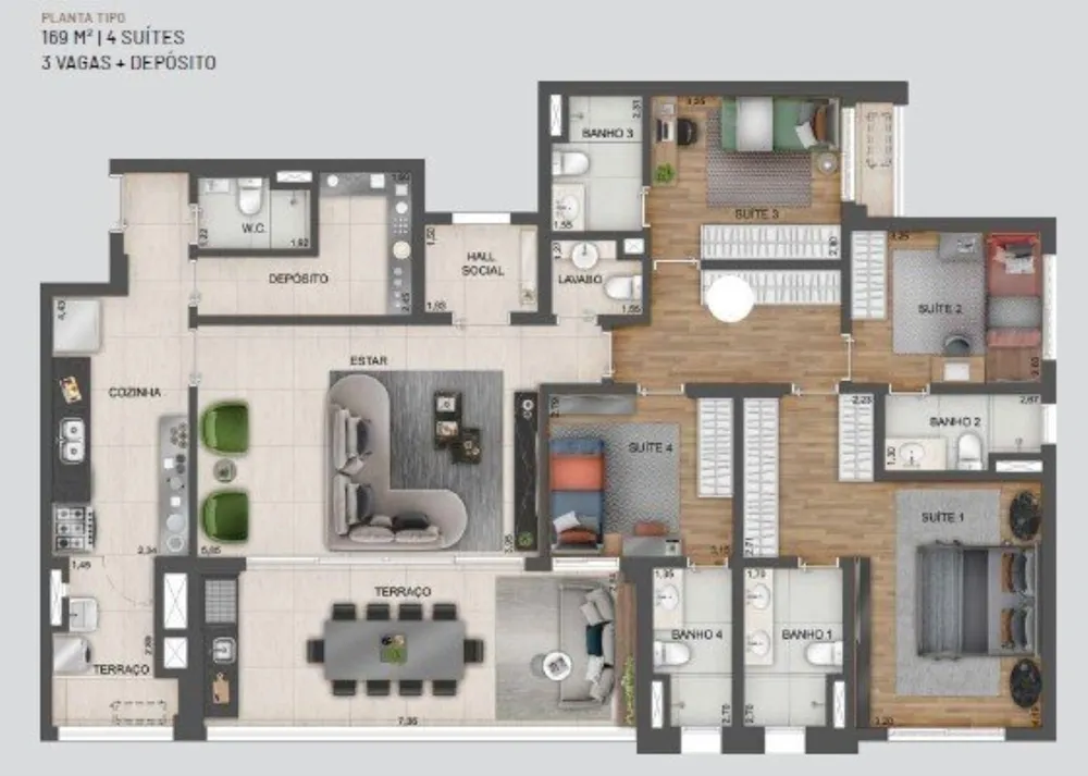 Apartamento, 4 quartos, 169 m² - Foto 3