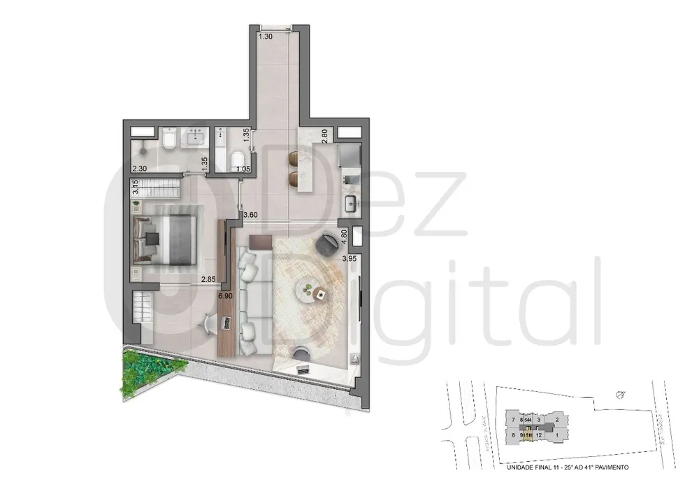 Apartamento, 1 quarto, 29 m² - Foto 12