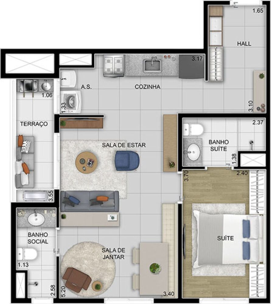 Apartamento, 2 quartos, 55 m² - Foto 2