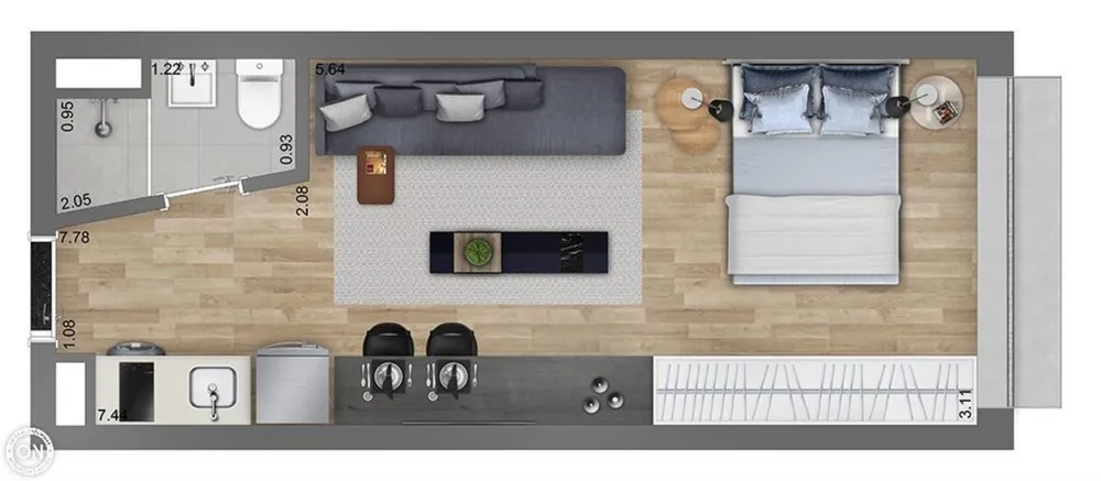 Apartamento, 1 quarto, 56 m² - Foto 12