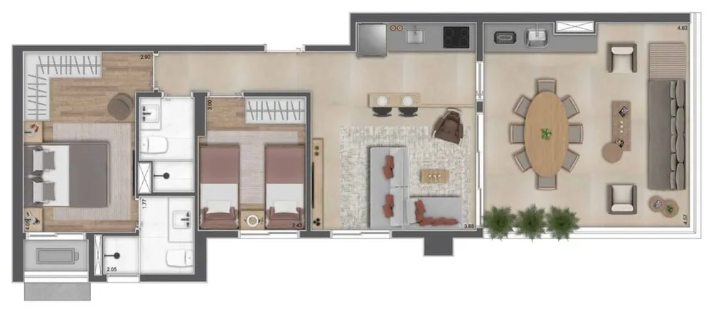 Apartamento, 2 quartos, 57 m² - Foto 2