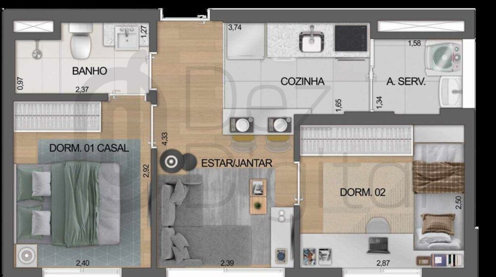 Apartamento, 2 quartos, 39 m² - Foto 4