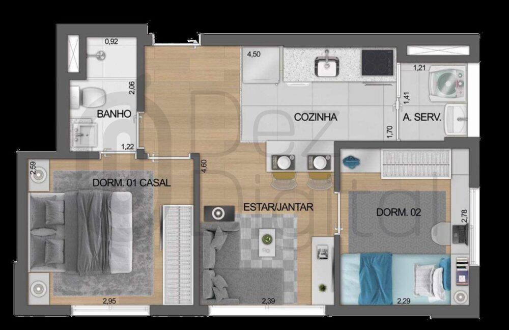 Apartamento, 2 quartos, 39 m² - Foto 3