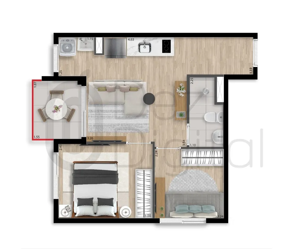 Apartamento, 2 quartos, 33 m² - Foto 2