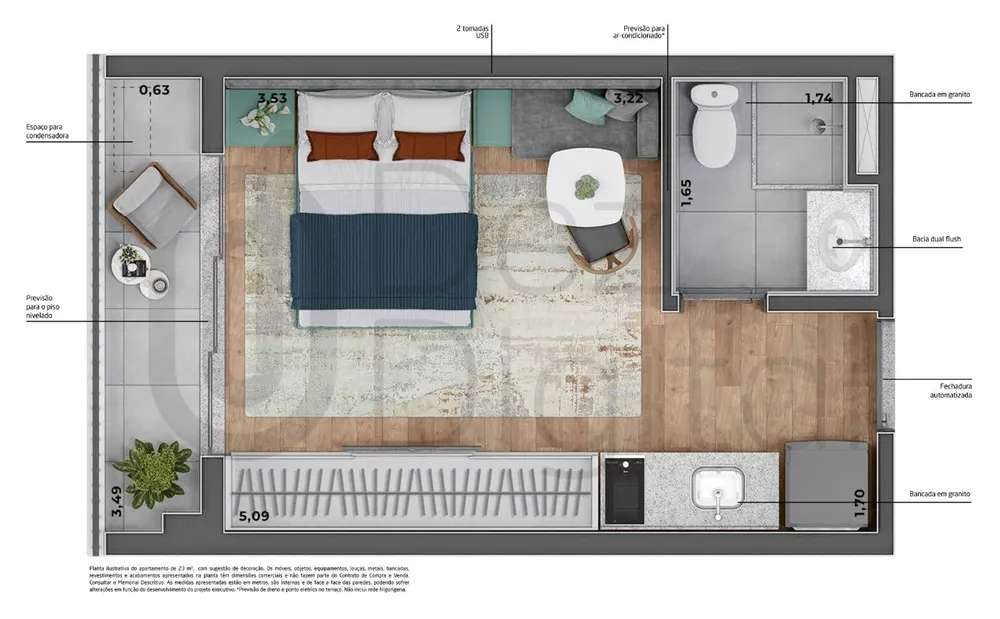 Apartamento, 1 quarto, 23 m² - Foto 1