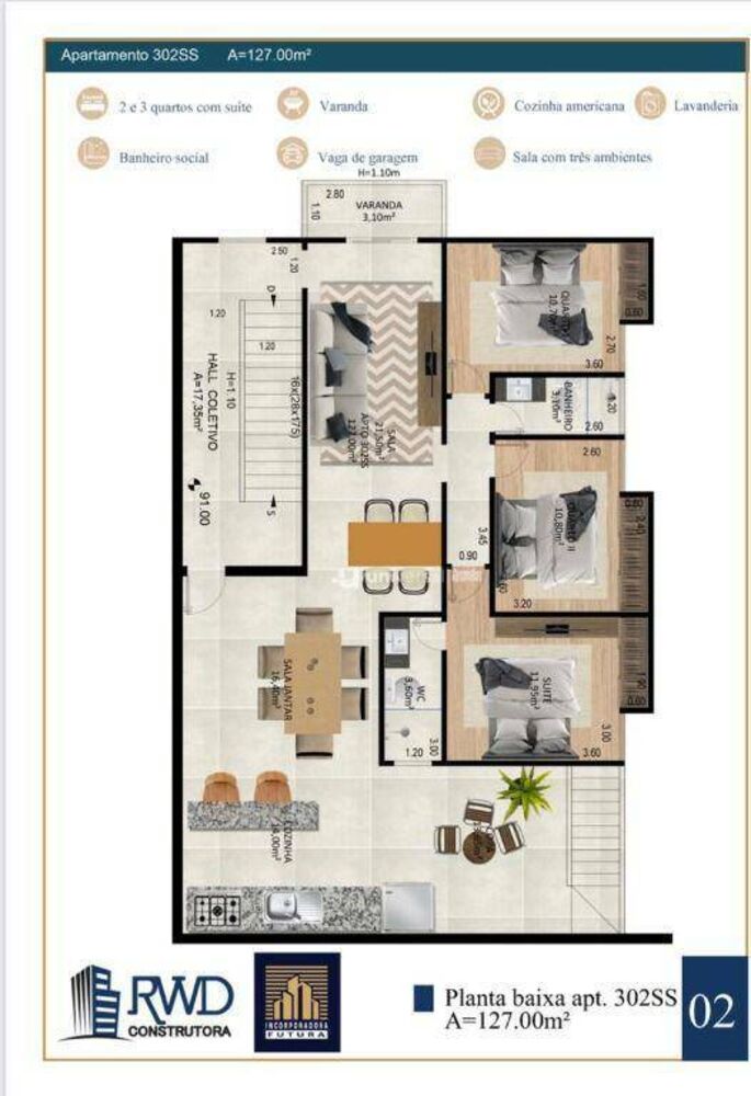 Apartamento, 2 quartos, 57 m² - Foto 3