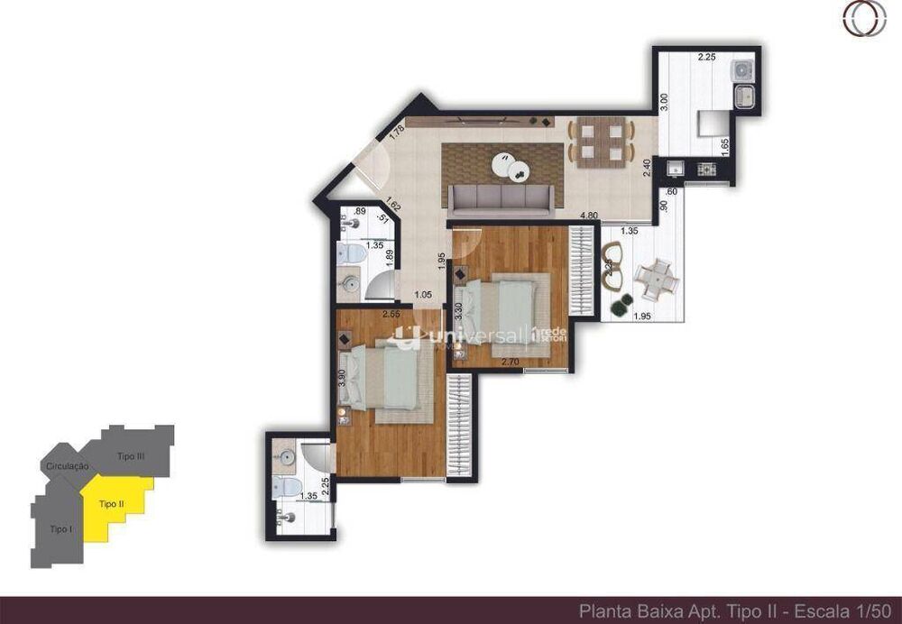 Apartamento, 2 quartos, 58 m² - Foto 3