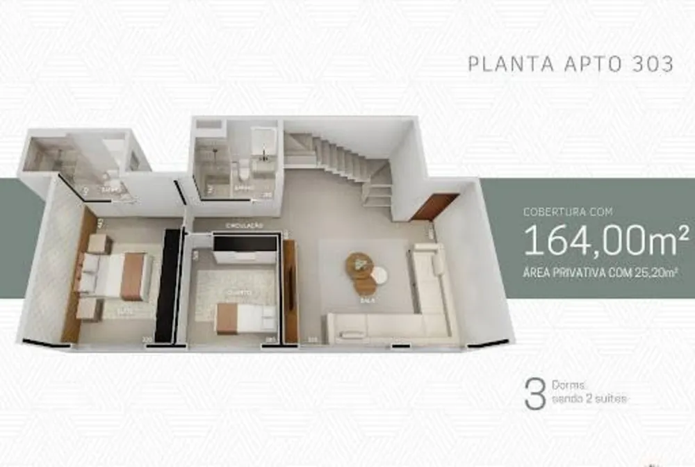 Cobertura, 3 quartos, 189 m² - Foto 2