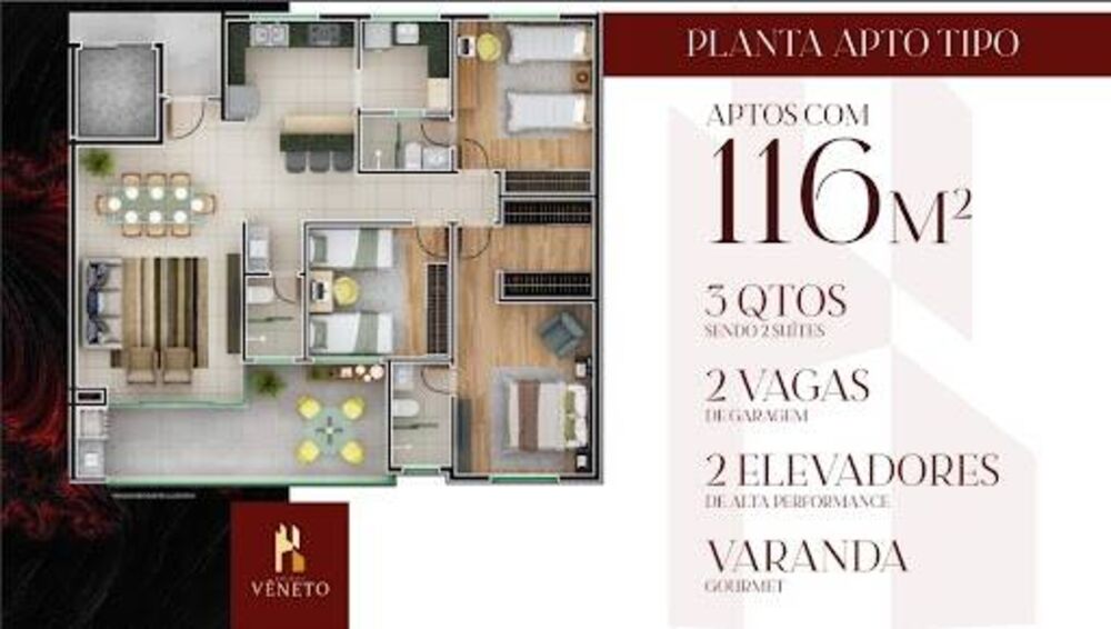 Apartamento à venda com 3 quartos, 116m² - Foto 2