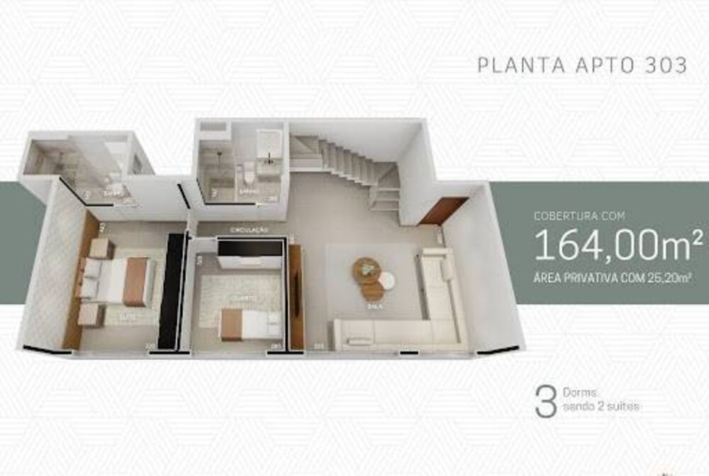 Cobertura, 3 quartos, 179 m² - Foto 1