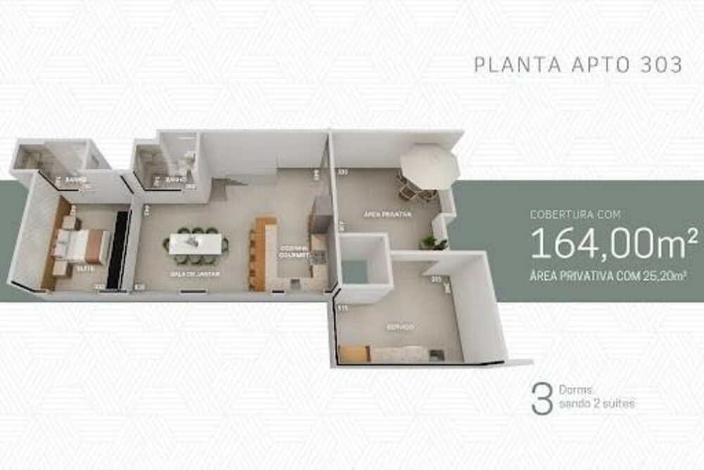 Cobertura, 3 quartos, 179 m² - Foto 2