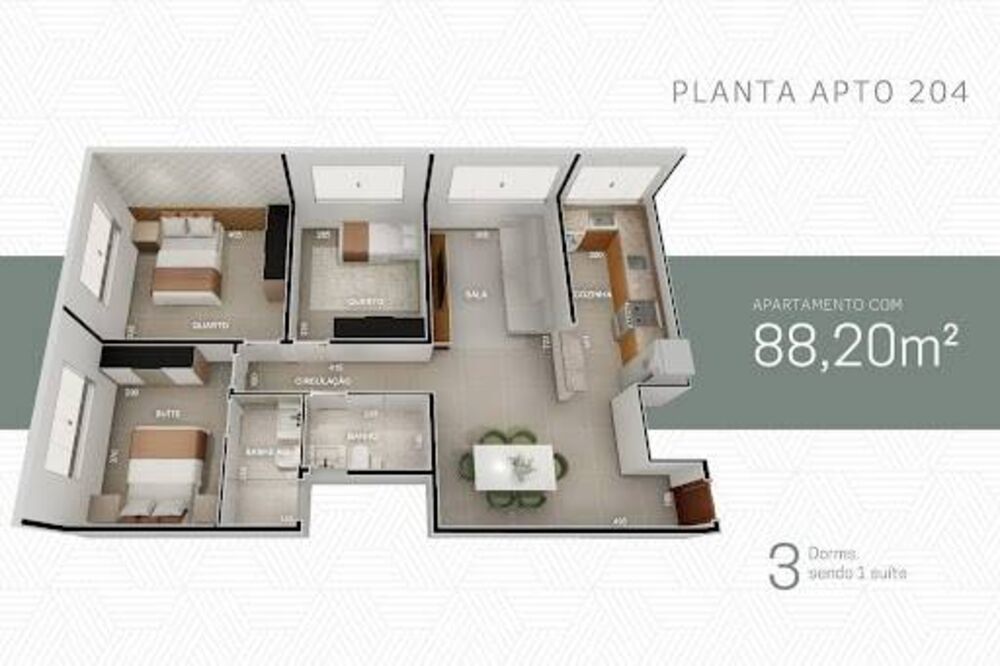 Apartamento, 3 quartos, 88 m² - Foto 1