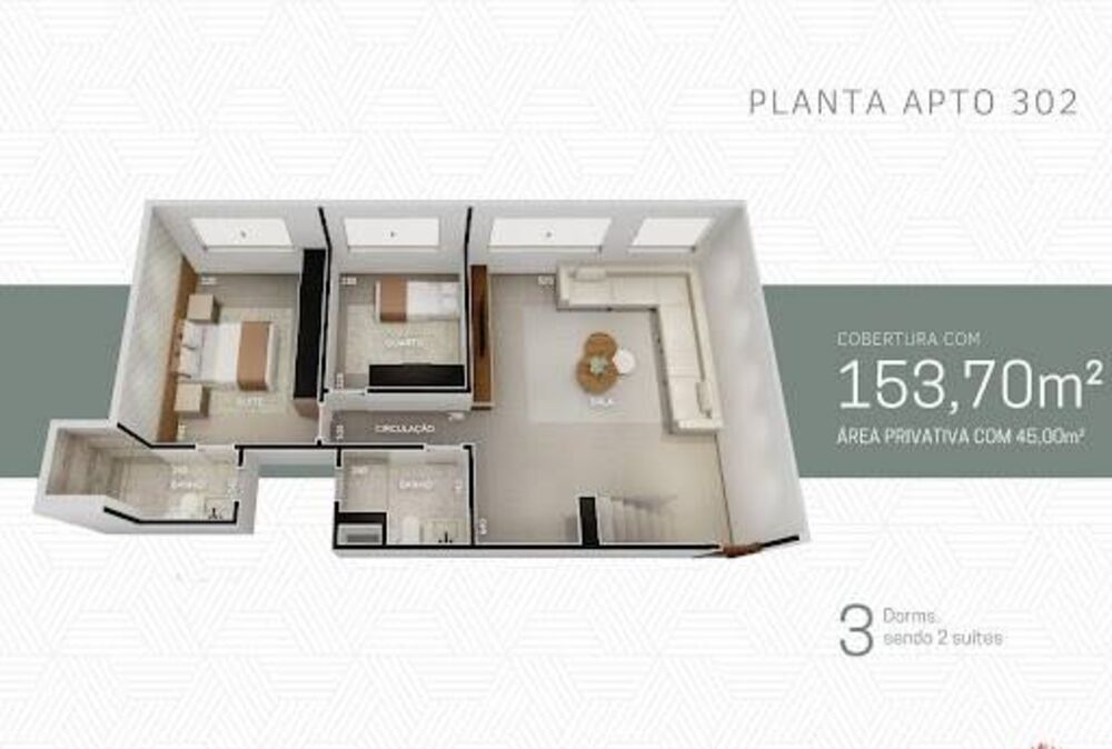 Cobertura, 3 quartos, 198 m² - Foto 2