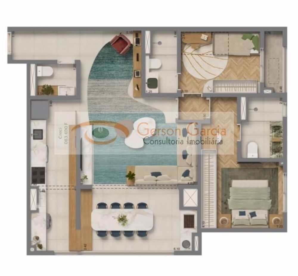 Apartamento, 2 quartos, 60 m² - Foto 2