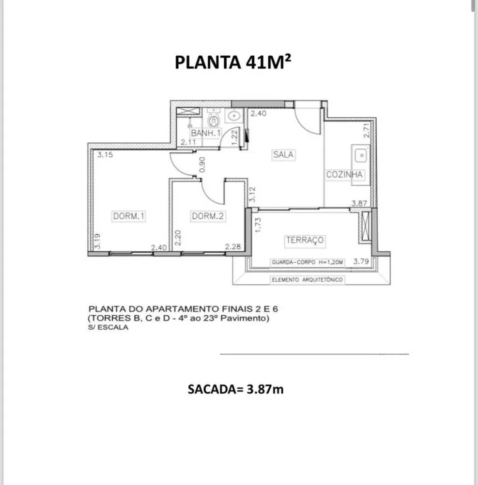 Apartamento à venda com 2 quartos, 41m² - Foto 3