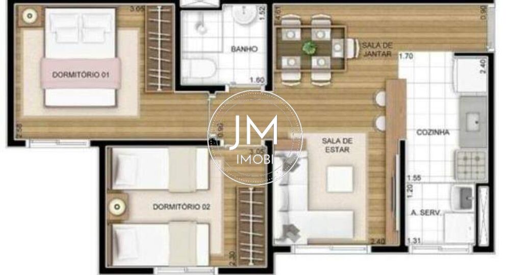 Apartamento, 2 quartos, 43 m² - Foto 2