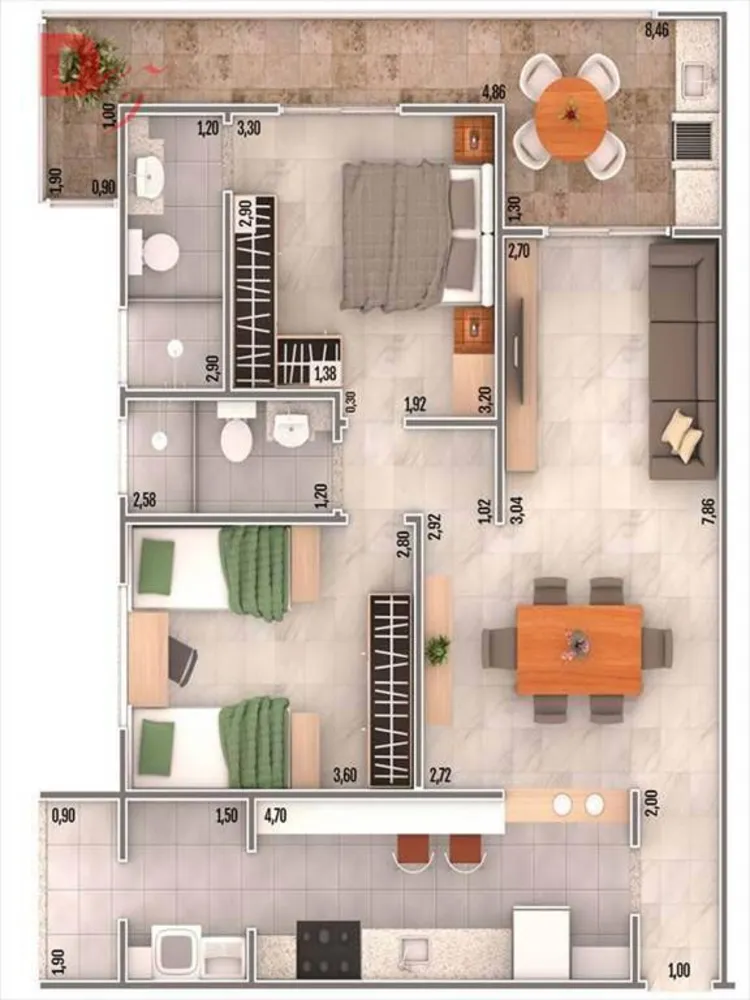 Apartamento, 2 quartos, 86 m² - Foto 1