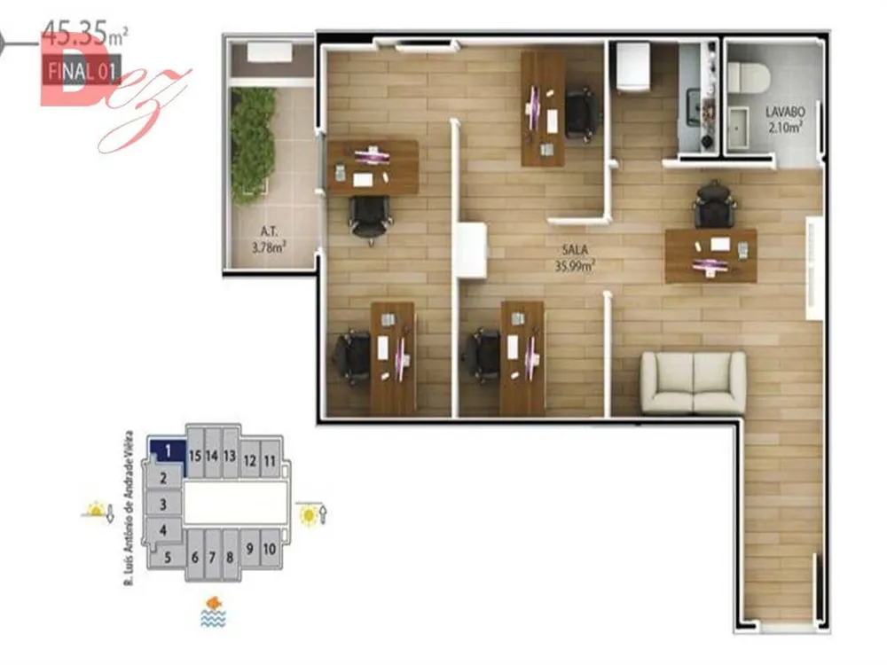 Apartamento, 1 quarto, 45 m² - Foto 2