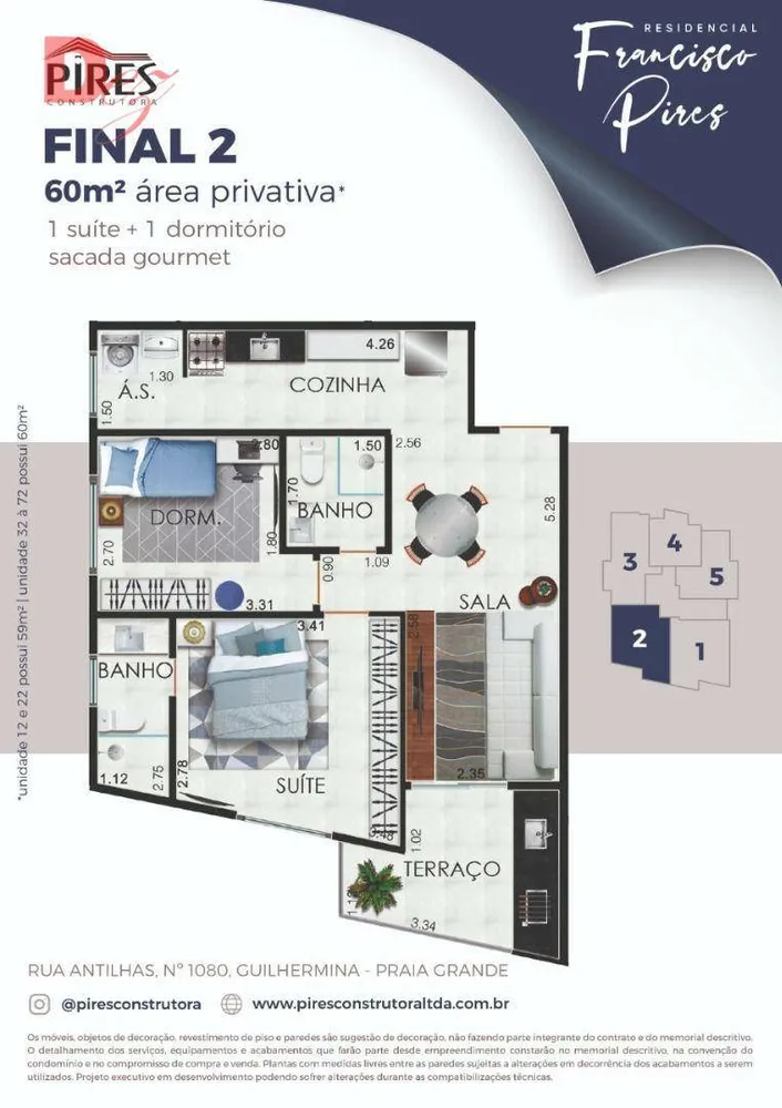 Apartamento, 2 quartos, 60 m² - Foto 2