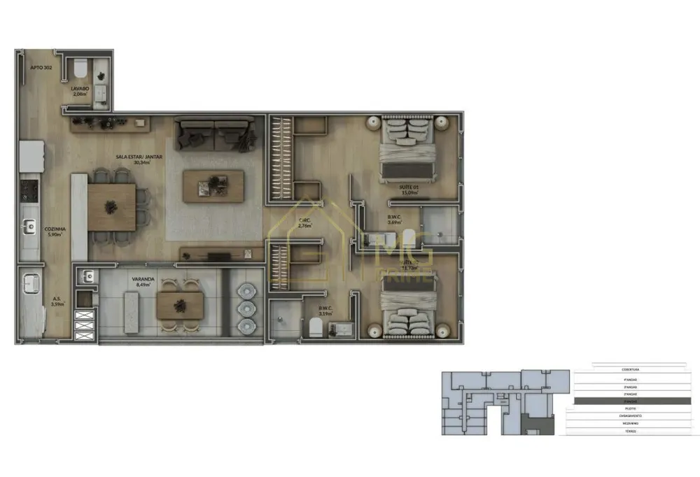 Apartamento, 2 quartos, 102 m² - Foto 8