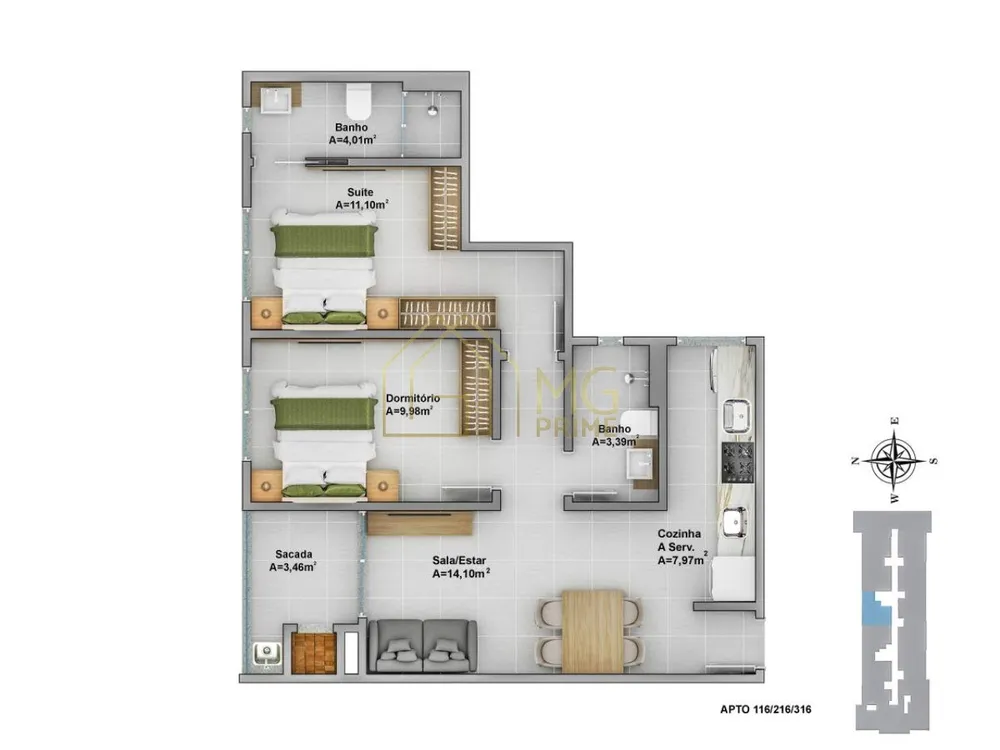 Apartamento, 2 quartos, 61 m² - Foto 8